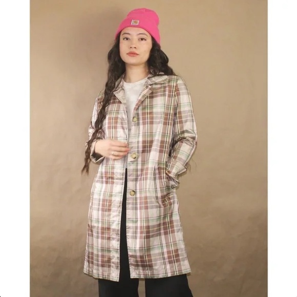 Vintage Jackets & Blazers - (88) vtg 90s gap purple plaid long windbreaker jacket